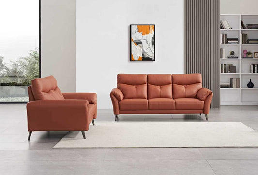 Brandy Brown 5-Seater Leather Sofa