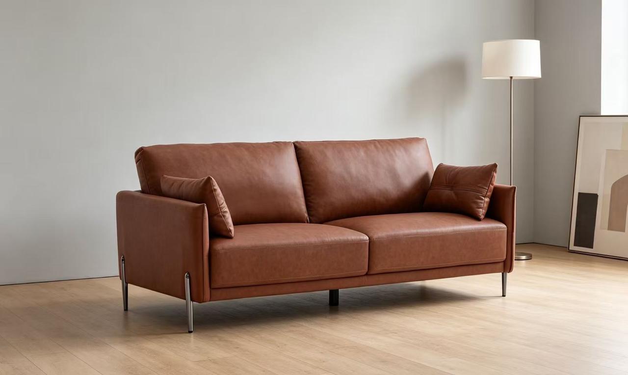 Brown 2-Seater Leather Sofa